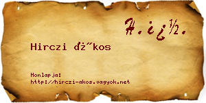 Hirczi Ákos névjegykártya